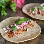 slow-cooker carnitas tacos with quick-pickled onions